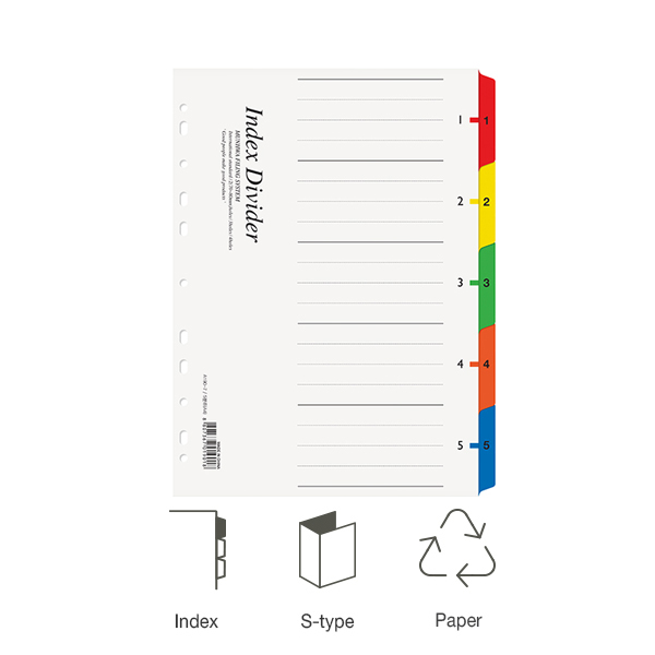 A4인덱스속지 색지바인더 인덱스지 5분류 1팩