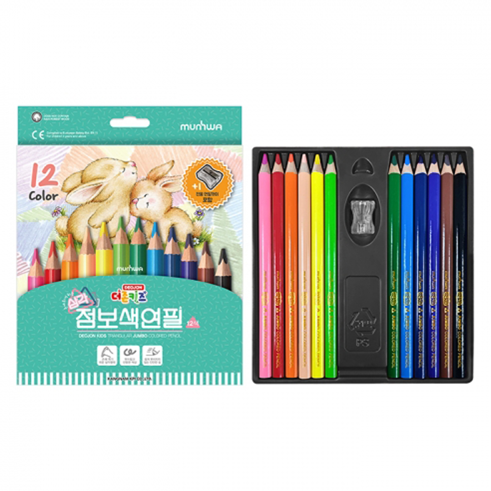 연필소도구 다이버스티컬러연필 색상랜덤연필 연필심교체 학교용연필 연필보관함 학교연필 연필모양 쓰기도구 디자이너연필 연필가구 더존키즈 점보 색연필 12색 연필깎이포함 삼각 연필